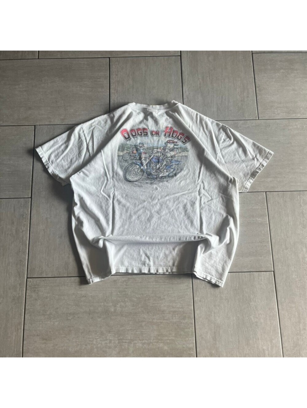 Vintage Big Dogs White Graphic Tee Dogs on Hogs Motorcycle Print XL